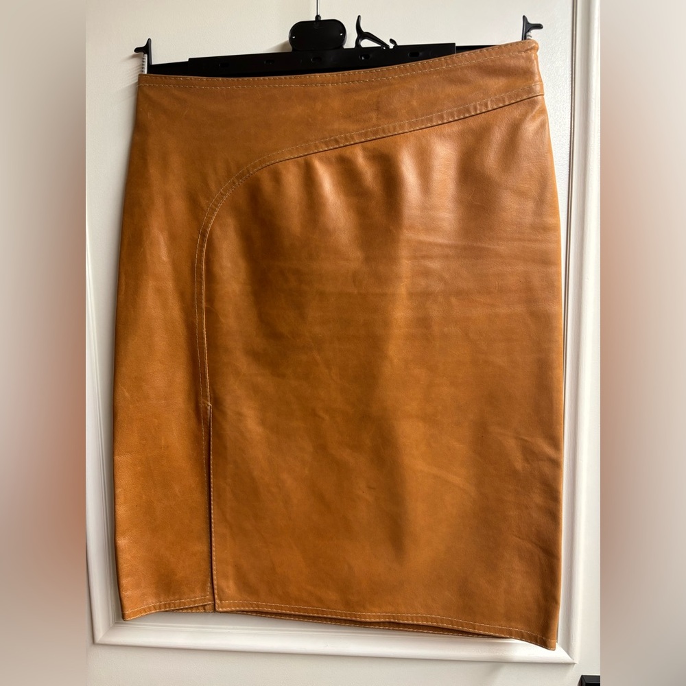 Max & Co. Tan Leather Skirt
